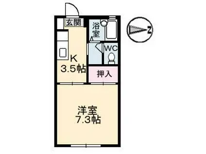 セフィラSSK A棟(1K/1階)の間取り写真