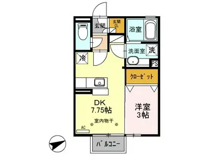 グランデ・フォレスタB(1DK/2階)の間取り写真