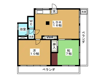 フィリアー・高砂(2LDK/4階)の間取り写真