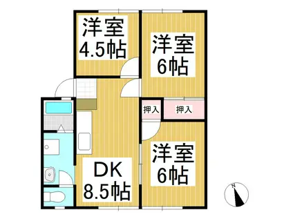 アップルコーポ(3DK/1階)の間取り写真