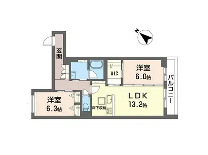 カーサ フィオーレ(2LDK/1階)の間取り写真