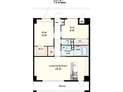PETIT FOUR CO CO(2LDK/2階)の間取り写真
