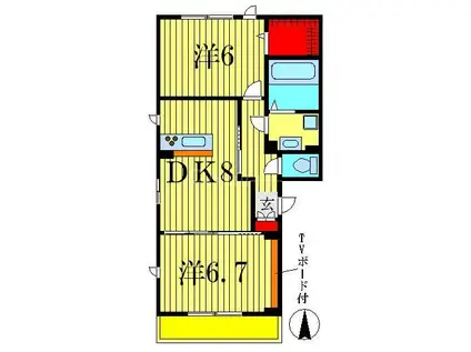 ラ・フルール(2DK/3階)の間取り写真