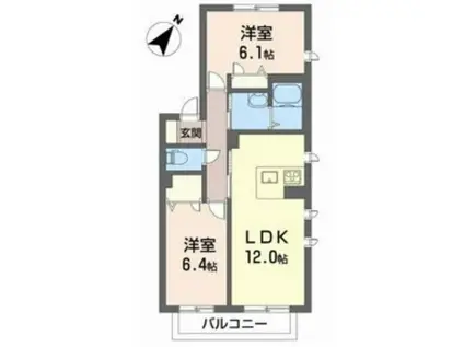 シャーメゾン泉陽(2LDK/2階)の間取り写真