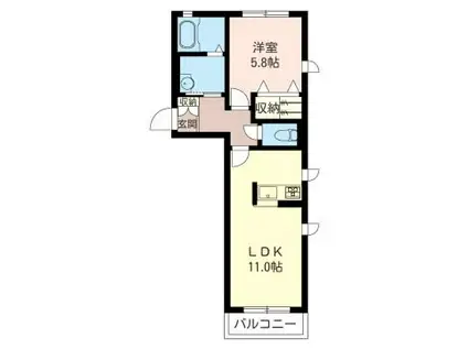 ウイングスクエアC(1LDK/2階)の間取り写真