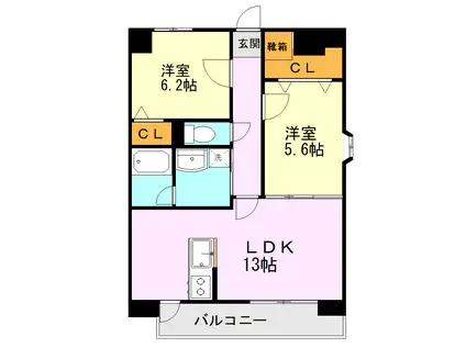 OAK VILLA大津レジデンス (2LDK/10階)の間取り写真