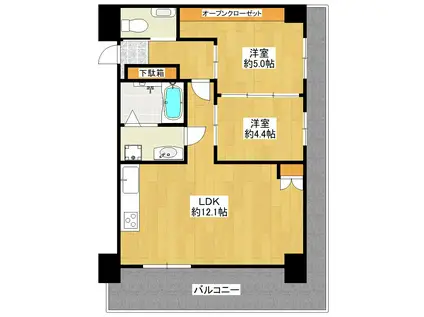 シティマンション薬院II(2LDK/2階)の間取り写真