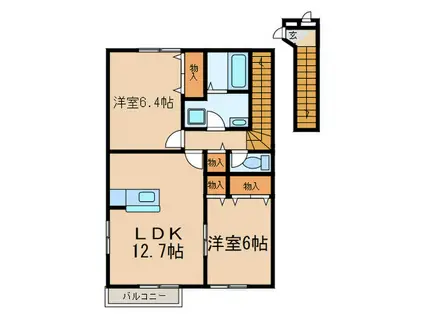 スリージェ1946(2LDK/2階)の間取り写真