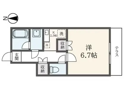 カトルセゾン(1K/1階)の間取り写真