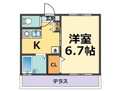ディアス鳴尾(1K/2階)の間取り写真