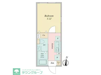LIVEFLAT恵比寿 (1K/1階)の間取り写真