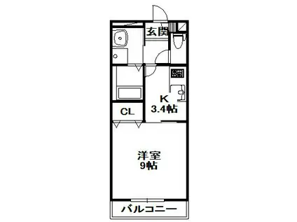 アムール三田(1K/2階)の間取り写真