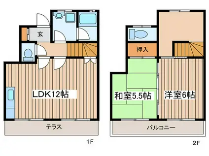 第二高下ハイツ(2LDK/1階)の間取り写真