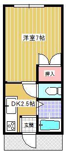 ロイヤルいちい長苗代B(1K/1階)の間取り写真