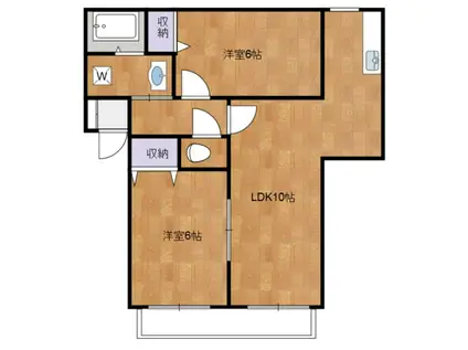 サンガーデン旭ヶ丘 B棟(2LDK/1階)の間取り写真