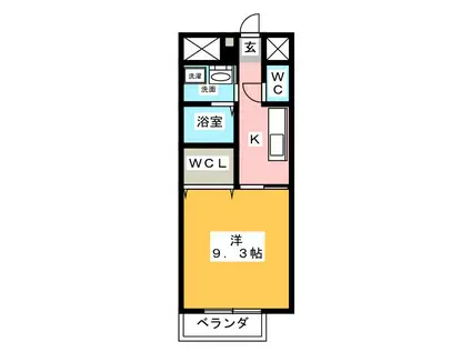 ファーストステージU(1K/3階)の間取り写真