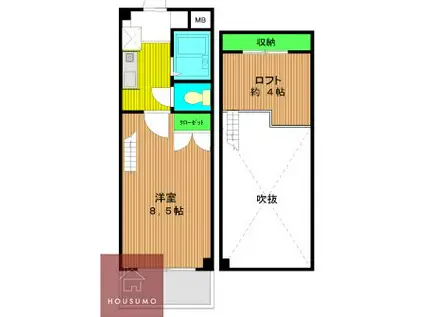 ピア江坂(1K/4階)の間取り写真