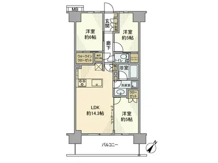 プレシス柏の葉キャンパス(3LDK/6階)の間取り写真