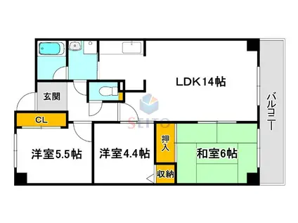ルミエール上山手(3LDK/2階)の間取り写真