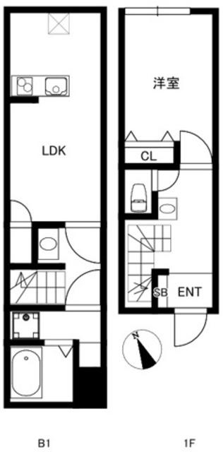 サンセリテ南麻布(1LDK/1階)の間取り写真