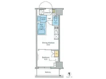 プラウドフラット浅草(1DK/4階)の間取り写真