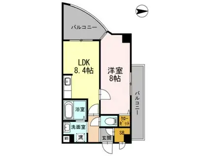 カスタリア新梅田(1LDK/8階)の間取り写真