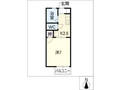 ジュネスSHIBATA(1K/2階)の間取り写真