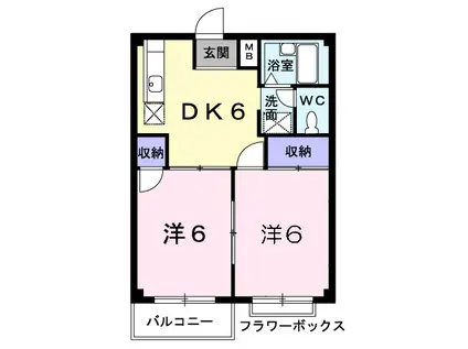 カーサ水海道(2DK/2階)の間取り写真