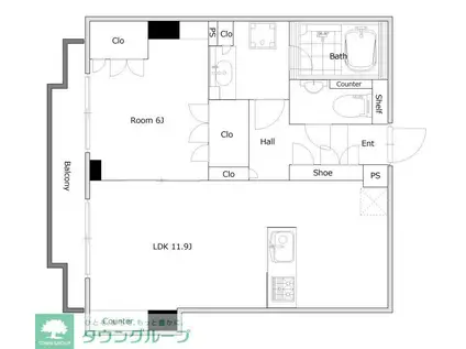 ブランズ大井仙台坂イーストヒル(1LDK/2階)の間取り写真