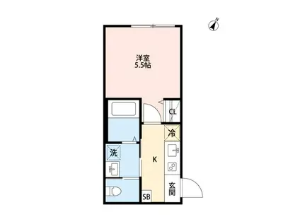 エスキューケー(1K/3階)の間取り写真