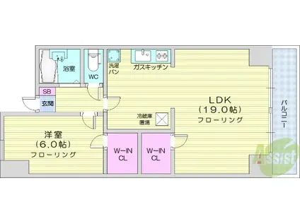 二軒茶屋グランドハイツ(1LDK/7階)の間取り写真