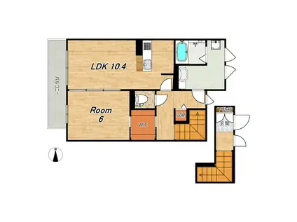 セジュールKURUMI(1LDK/2階)の間取り写真