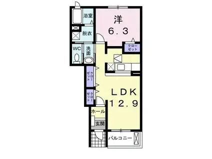 ミルト A(1LDK/1階)の間取り写真