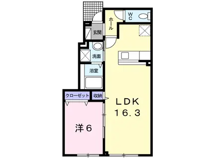 滝川市東町8丁目1LDKアパート(1LDK/1階)の間取り写真