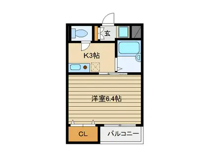 ジーエムコート(1K/1階)の間取り写真