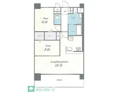 BENIMACHI ONE(2LDK/13階)の間取り写真