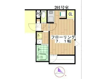 SHIBA-SAN宿河原(1K/1階)の間取り写真