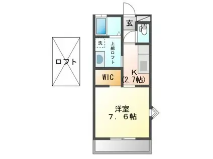 TWO LEAF(1K/2階)の間取り写真