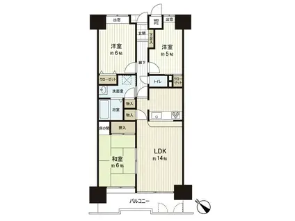 トーカンマンション山根町センターウィング(3LDK/7階)の間取り写真