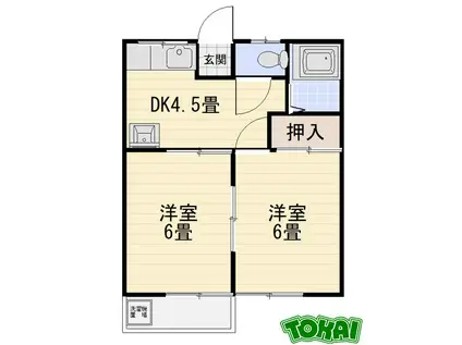 ハウスぽっかぽか(2DK/2階)の間取り写真