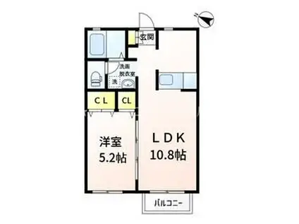 グランドメゾンあいらB(1LDK/1階)の間取り写真
