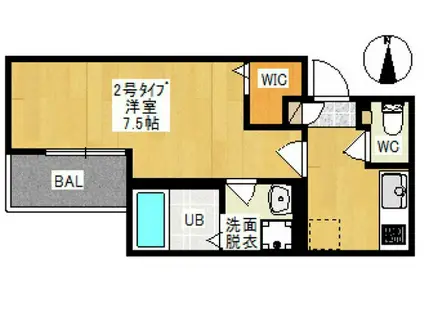 REGALEST 北方(1K/1階)の間取り写真