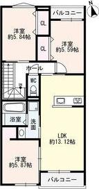 尼崎市西昆陽2丁目集合(3LDK/2階)の間取り写真