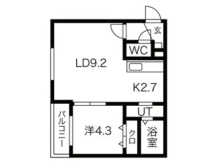 コスモス(1LDK/4階)の間取り写真
