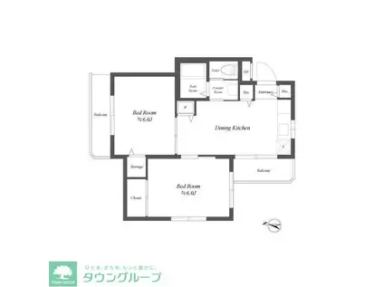 マグノリアイースト(2DK/1階)の間取り写真