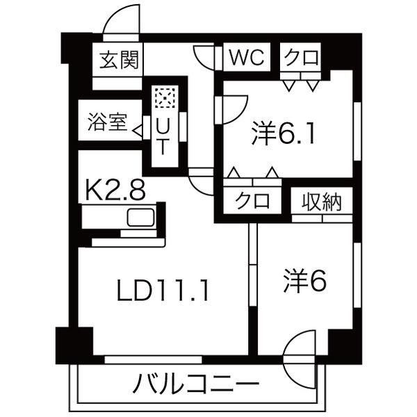 ＪＲ札沼線 新川駅(北海道) 徒歩10分 6階建 築12年(2LDK/3階)の間取り写真