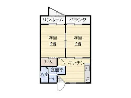 スカイハイツ小川(2K/2階)の間取り写真