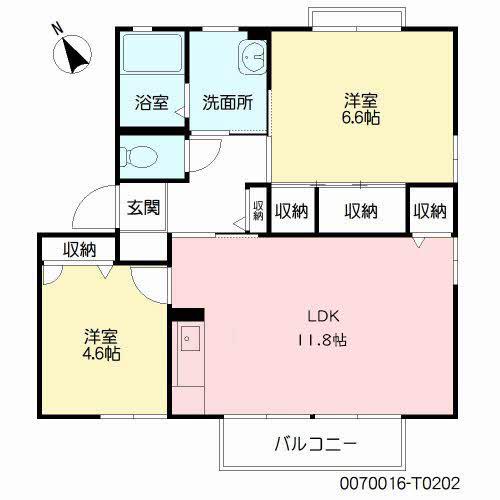 ファーストディアスT棟(2LDK/2階)の間取り写真