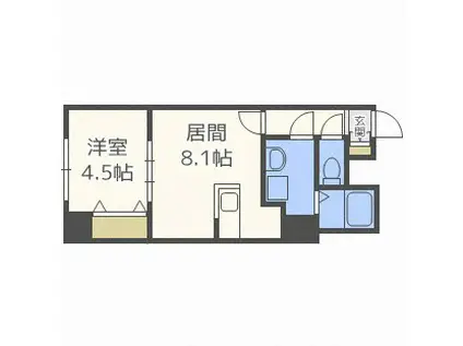 E-HORIZON山鼻(1DK/5階)の間取り写真