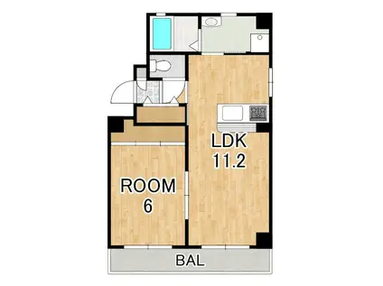 コーポひまわり(1LDK/2階)の間取り写真